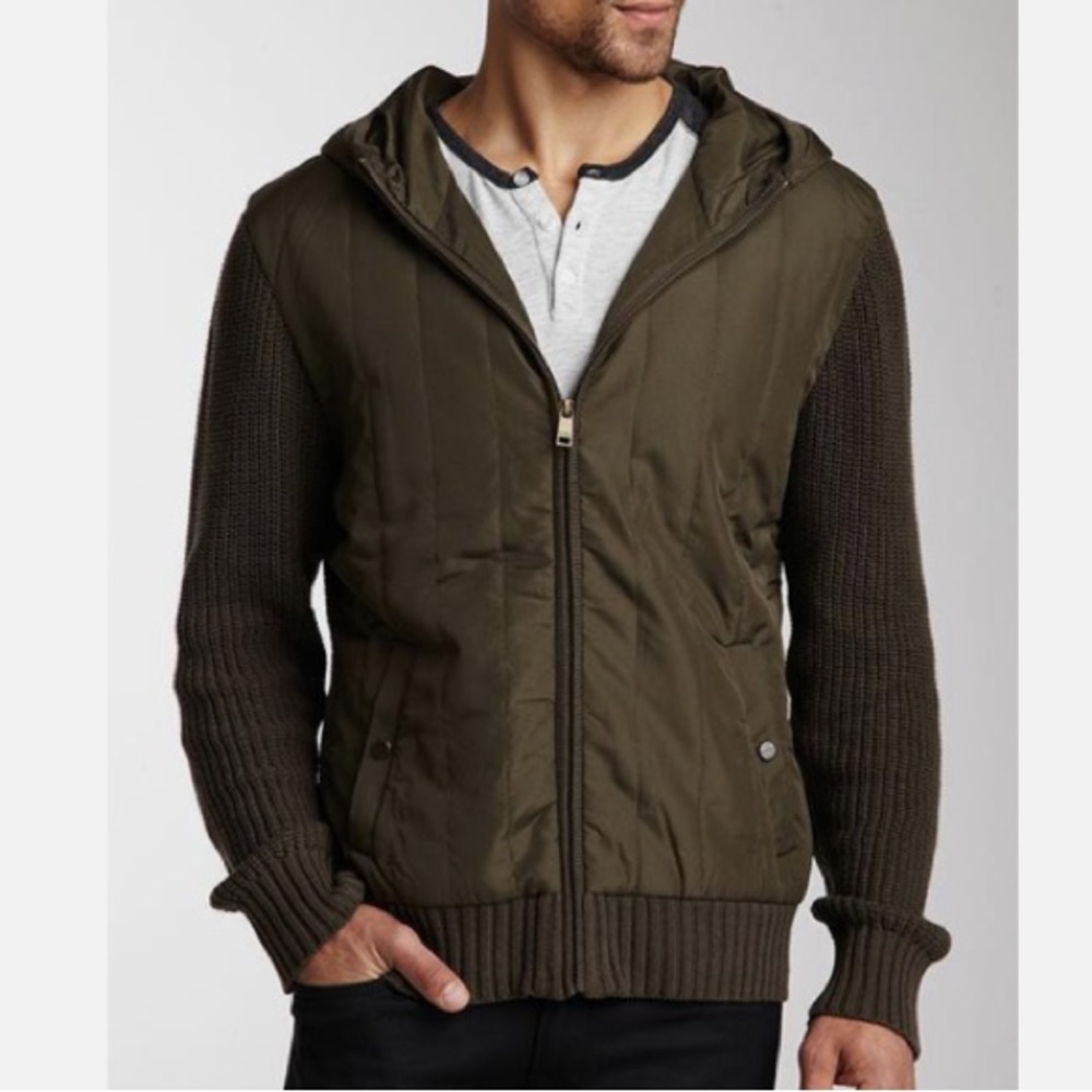 Marc New York Hooded Cardigan Jacket | Men’s Size Large Army Green Long Sleeve